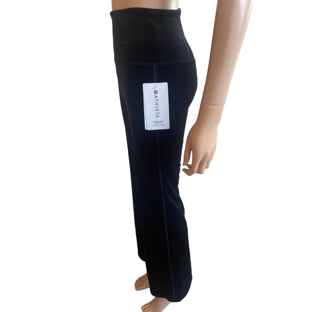 NWT Athleta XS Elation Velvet Flare Pant Black Pants High-Rise Flared $109 - Picture 11 of 16